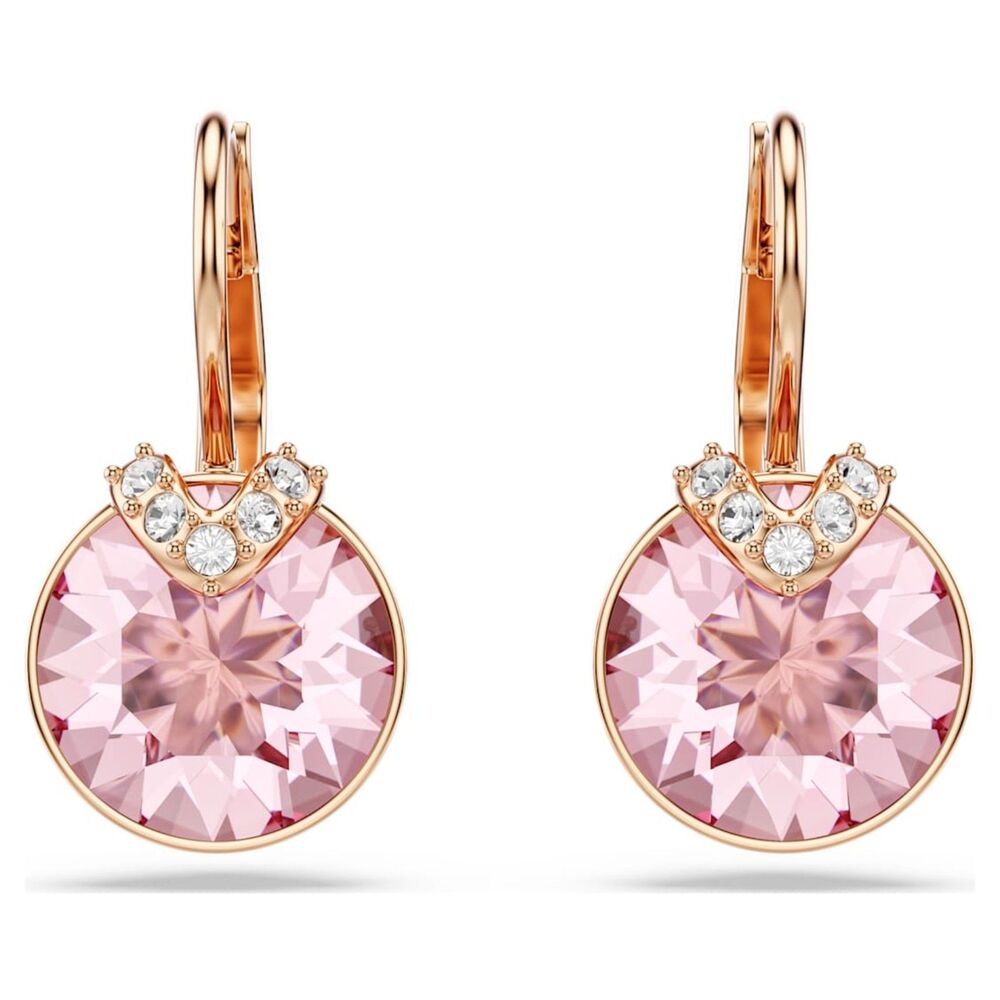Swarovski Bella Rose Gold V Crystal Drop Earrrings NWT Never Worn In Box